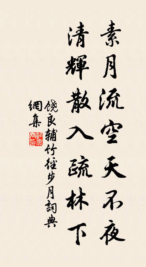 饶良辅素月流空天不夜，清辉散入疏林下书法作品欣赏