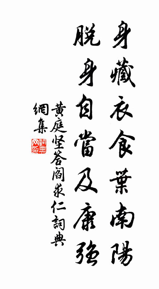黄庭坚身藏衣食叶南阳，脱身自当及康强书法作品欣赏