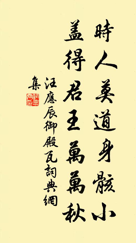 汪应辰时人莫道身骸小，盖得君王万万秋书法作品欣赏