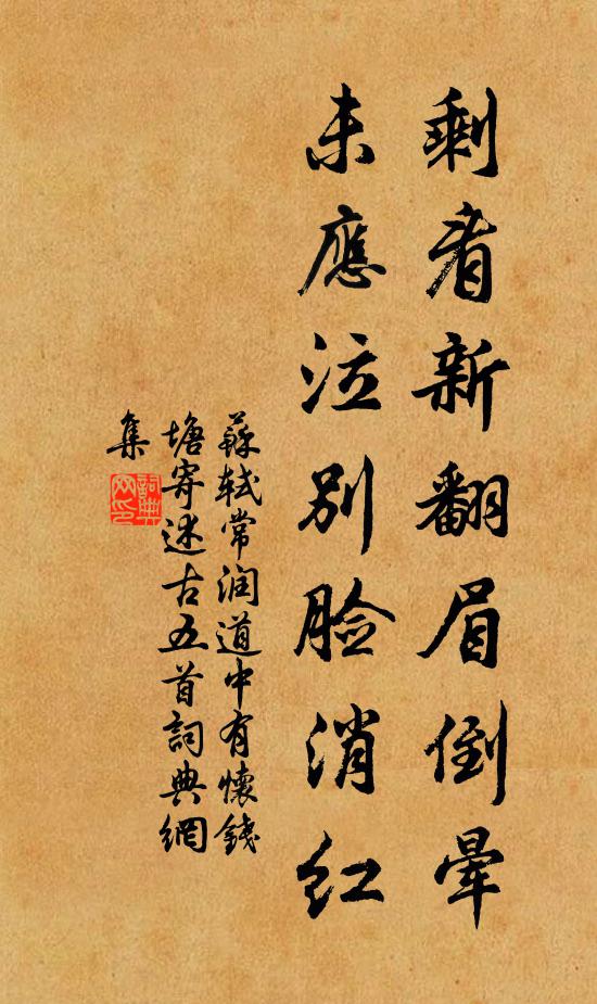 苏轼剩看新翻眉倒晕，未应泣别脸消红书法作品欣赏