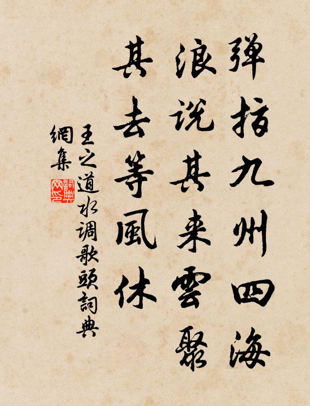 王之道弹指九州四海，浪说其来云聚，其去等风休书法作品欣赏