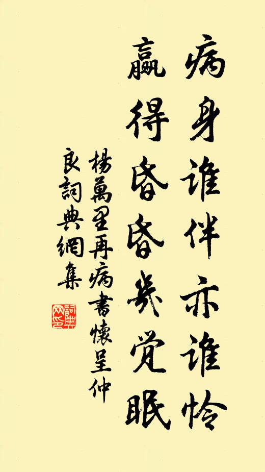 杨万里病身谁伴亦谁怜，赢得昏昏几觉眠书法作品欣赏