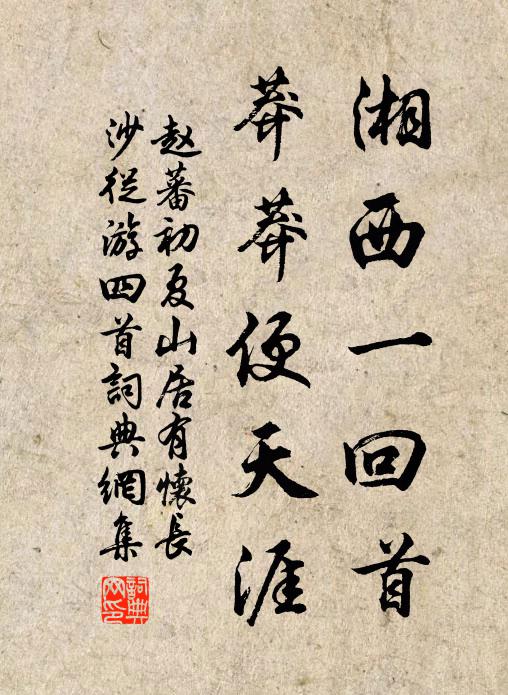 赵蕃湘西一回首，莽莽便天涯书法作品欣赏