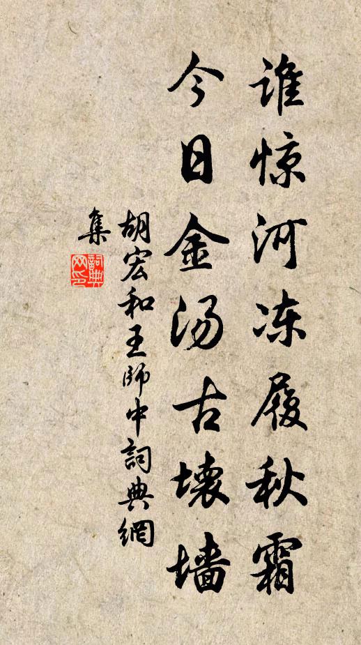 胡宏谁惊河冻履秋霜，今日金汤古坏墙书法作品欣赏
