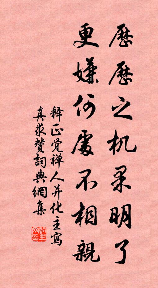 释正觉历历之机果明了，更嫌何处不相亲书法作品欣赏