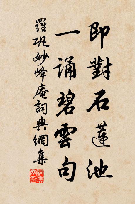 罗巩即对石莲池，一诵碧云句书法作品欣赏