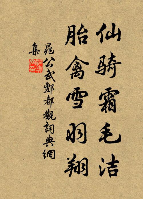 晁公武仙骑霜毛洁，胎禽雪羽翔书法作品欣赏
