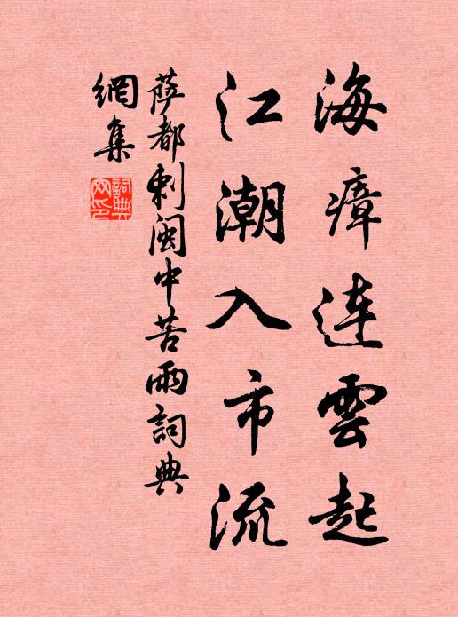 萨都剌海瘴连云起，江潮入市流书法作品欣赏