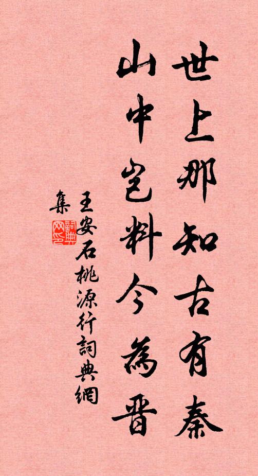 王安石世上那知古有秦，山中岂料今为晋书法作品欣赏