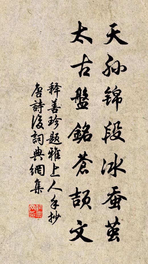 释善珍天孙锦段冰蚕茧，太古盘铭苍颉文书法作品欣赏
