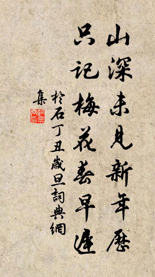 于石山深未见新年历，只记梅花春早迟书法作品欣赏