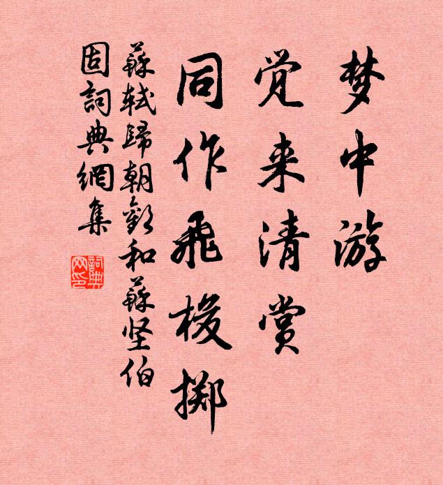 苏轼梦中游，觉来清赏，同作飞梭掷书法作品欣赏