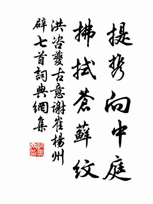 洪咨夔提携向中庭，拂拭苍藓纹书法作品欣赏