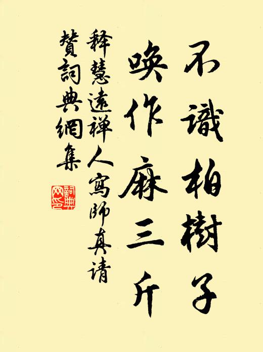 释慧远不识柏树子，唤作麻三斤书法作品欣赏