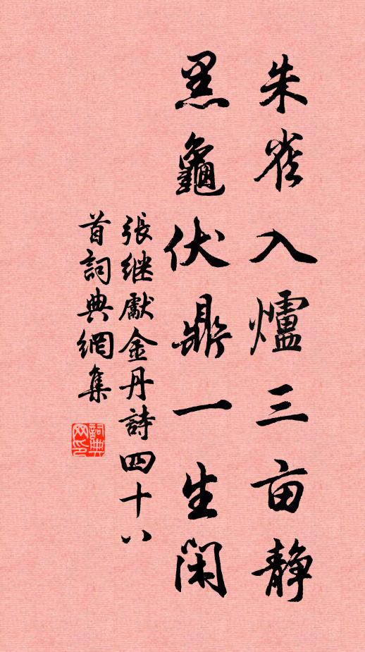 张继先朱雀入炉三亩静，黑龟伏鼎一生闲书法作品欣赏