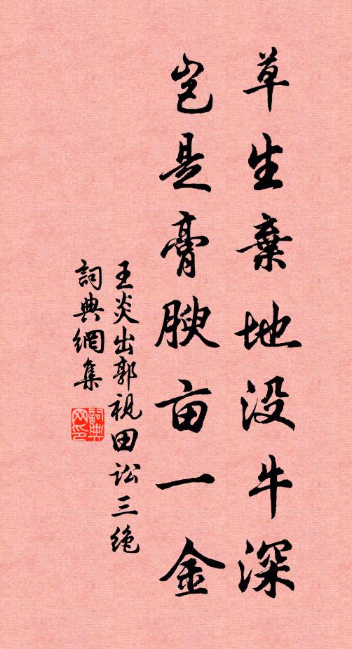 王炎草生弃地没牛深，岂是膏腴亩一金书法作品欣赏