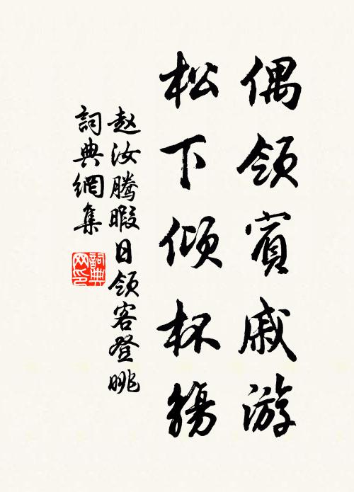 赵汝腾偶领宾戚游，松下倾杯觞书法作品欣赏