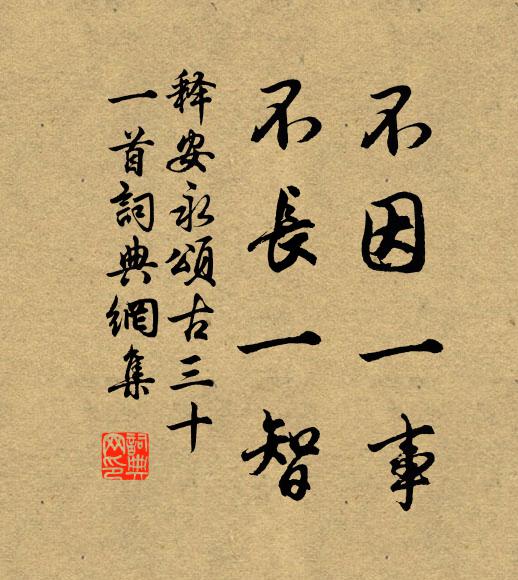释安永不因一事，不长一智书法作品欣赏