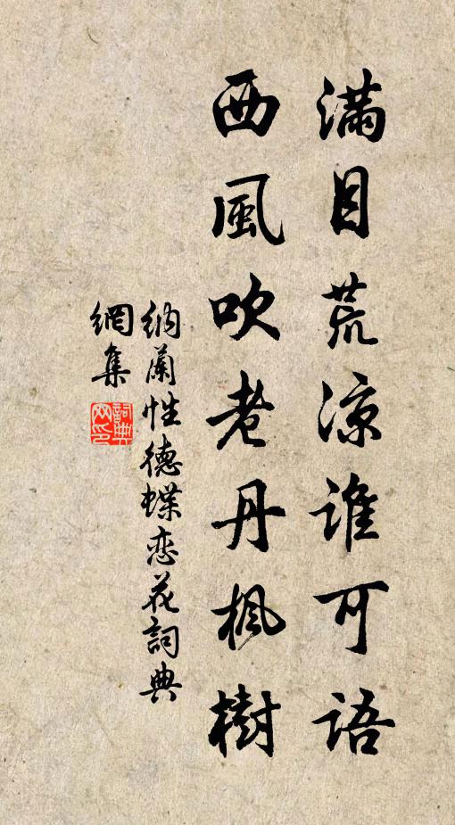 纳兰性德满目荒凉谁可语？西风吹老丹枫树书法作品欣赏