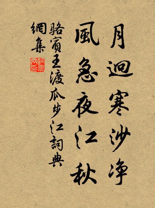 骆宾王月迥寒沙净，风急夜江秋书法作品欣赏