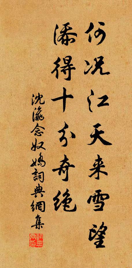 沈瀛何况江天来雪望，添得十分奇绝书法作品欣赏