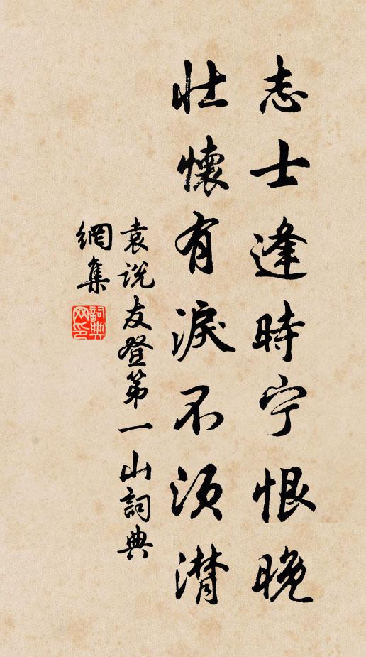 袁说友志士逢时宁恨晚，壮怀有泪不须潸书法作品欣赏