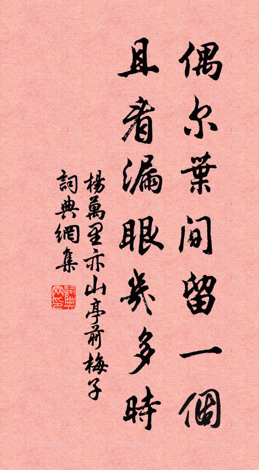 杨万里偶尔叶间留一个，且看漏眼几多时书法作品欣赏