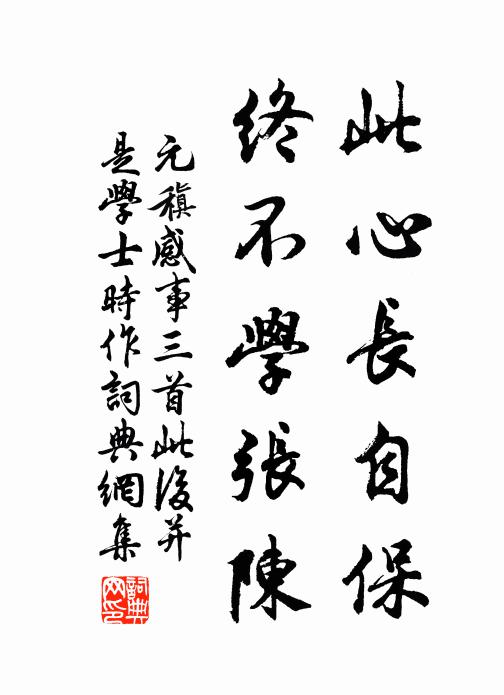 元稹此心长自保，终不学张陈书法作品欣赏