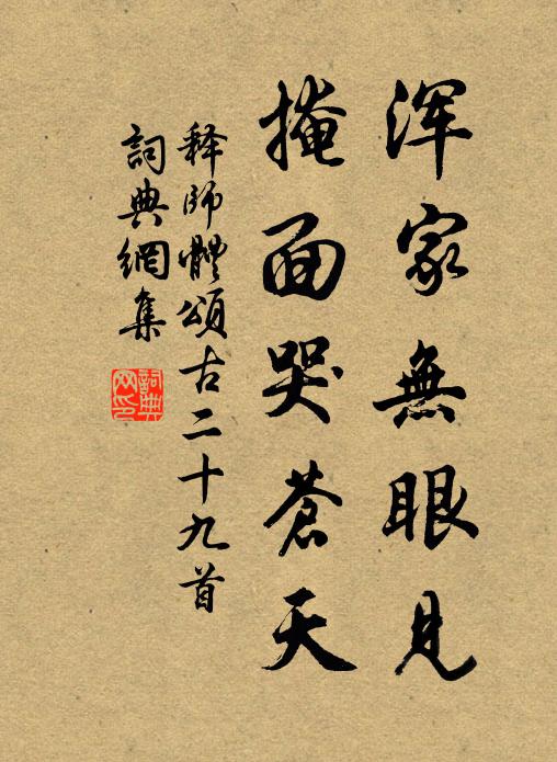 释师体浑家无眼见，掩面哭苍天书法作品欣赏
