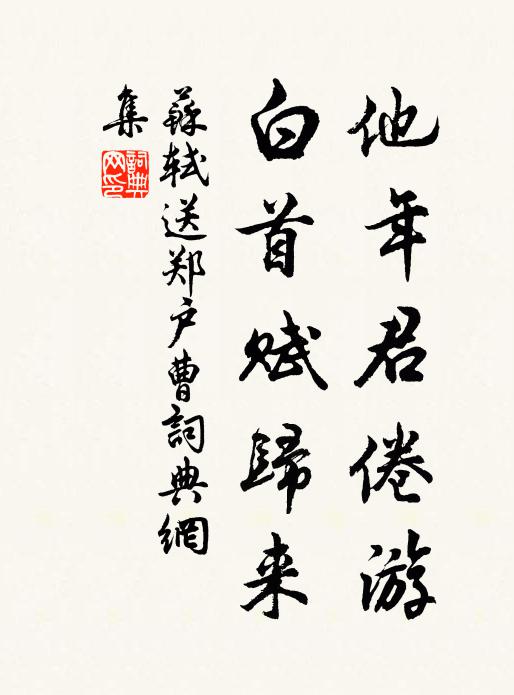 苏轼他年君倦游，白首赋归来书法作品欣赏
