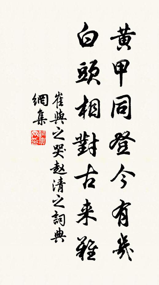 崔与之黄甲同登今有几，白头相对古来难书法作品欣赏