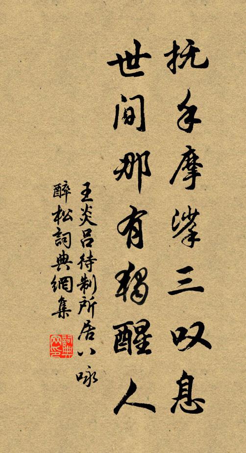 王炎抚手摩挲三叹息，世间那有独醒人书法作品欣赏