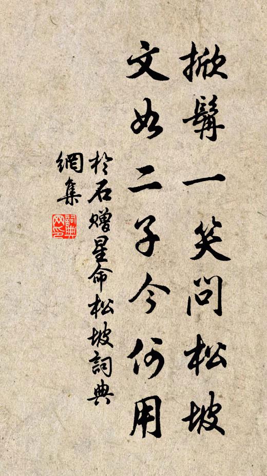 于石掀髯一笑问松坡，文如二子今何用书法作品欣赏