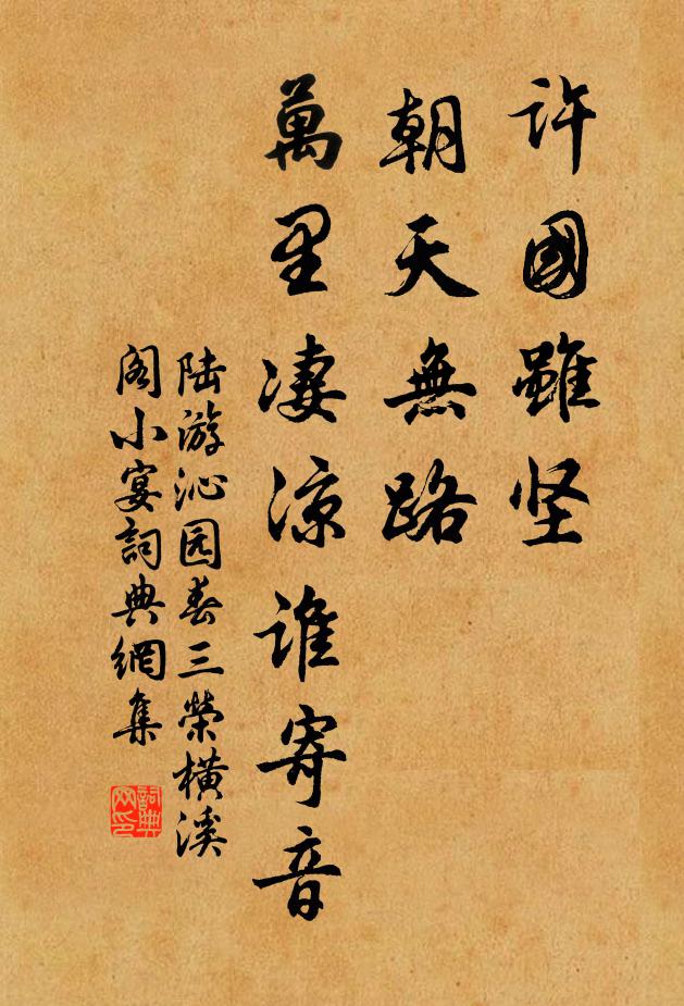 陆游许国虽坚，朝天无路，万里凄凉谁寄音书法作品欣赏