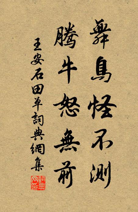 王安石舞鸟怪不测，腾牛怒无前书法作品欣赏