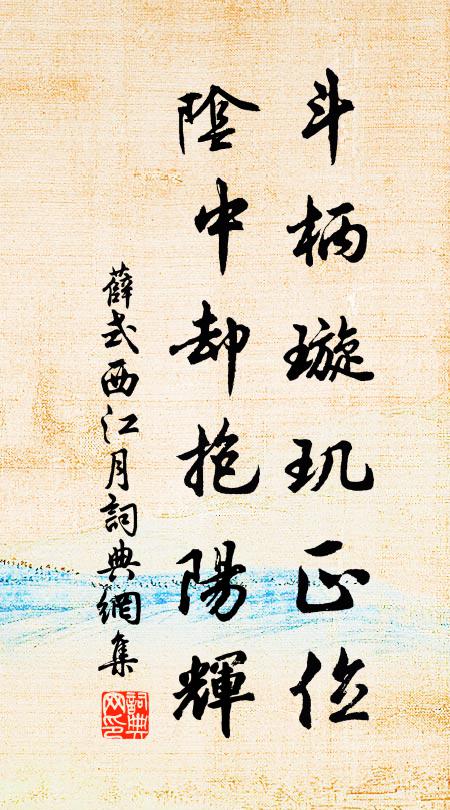 薛式斗柄璇玑正位，阴中却抱阳辉书法作品欣赏