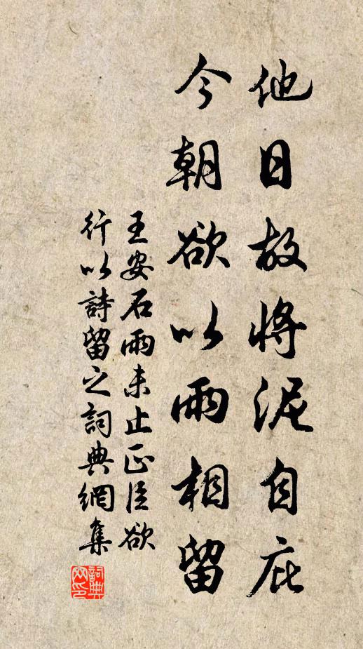 王安石他日故将泥自庇，今朝欲以雨相留书法作品欣赏