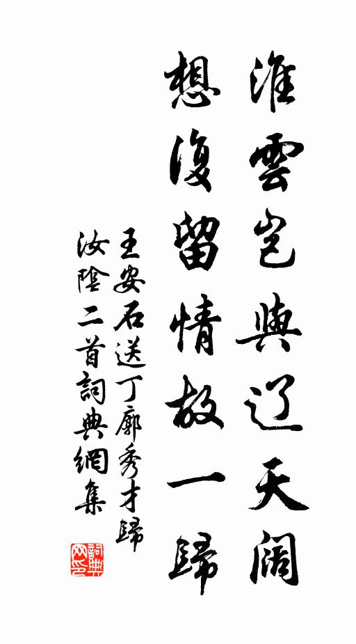 王安石淮云岂与辽天阔，想复留情故一归书法作品欣赏