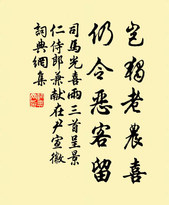 司马光岂独老农喜，仍令恶客留书法作品欣赏