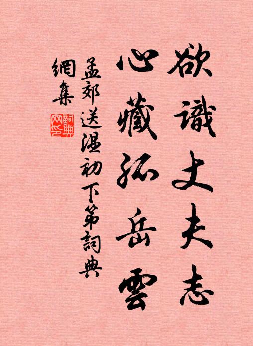 孟郊欲识丈夫志，心藏孤岳云书法作品欣赏