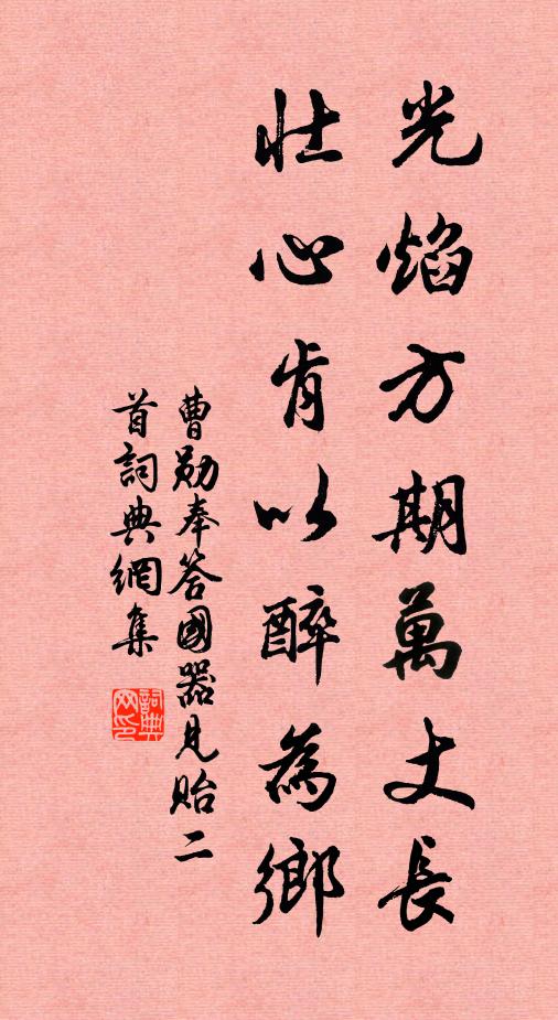 曹勋光焰方期万丈长，壮心肯以醉为乡书法作品欣赏