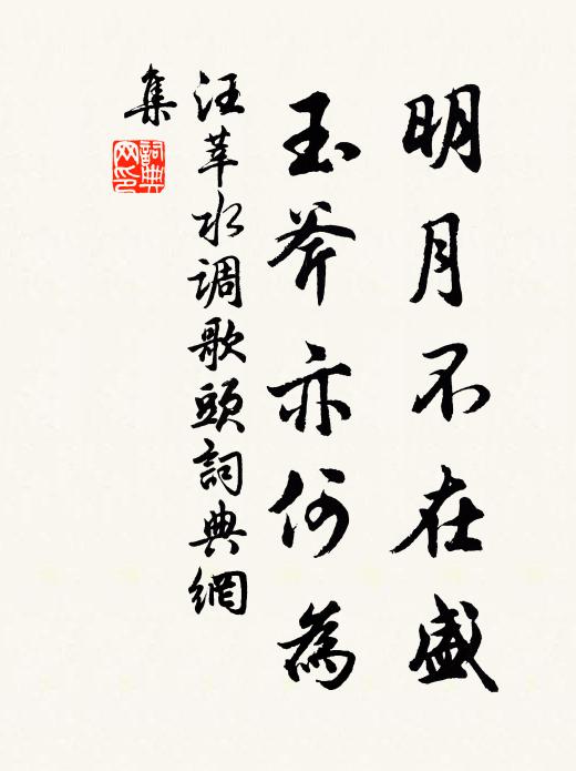 汪莘明月不在盛，玉斧亦何为书法作品欣赏
