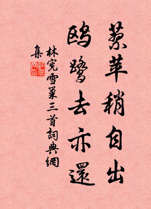 林宪蓼苹稍自出，鸥鹭去亦还书法作品欣赏