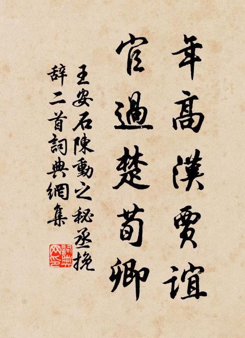王安石年高汉贾谊，官过楚荀卿书法作品欣赏