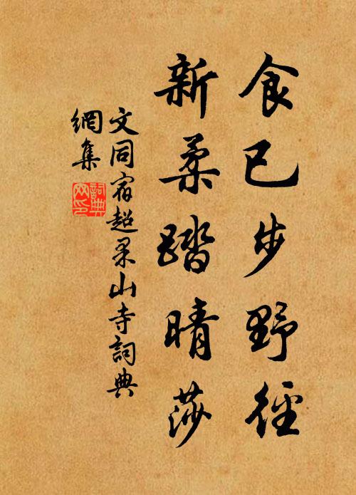 文同食已步野径，新柔踏晴莎书法作品欣赏
