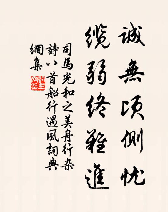 司马光诚无顷侧忧，缆弱终难进书法作品欣赏