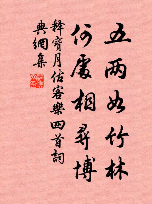 释宝月五两如竹林，何处相寻博书法作品欣赏