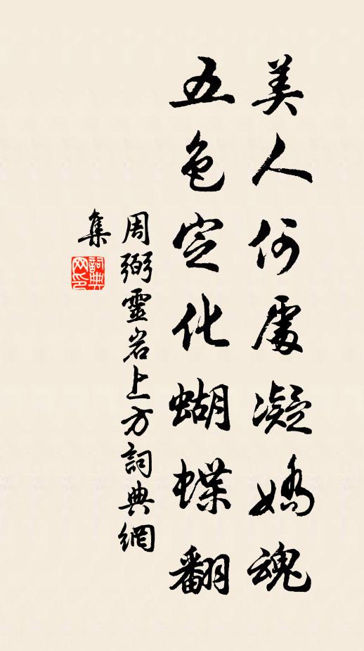 周弼美人何处凝娇魂，五色定化蝴蝶翻书法作品欣赏