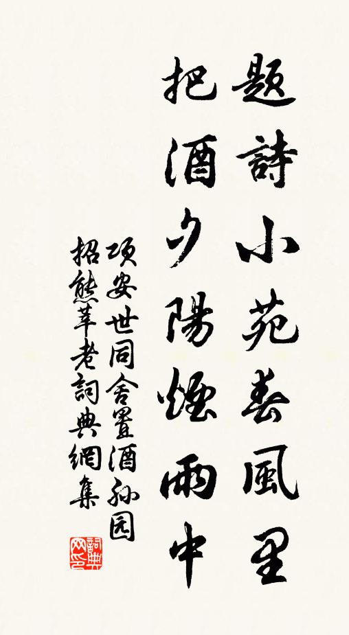 项安世题诗小苑春风里，把酒夕阳烟雨中书法作品欣赏