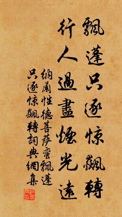 纳兰性德飘蓬只逐惊飙转，行人过尽烟光远书法作品欣赏